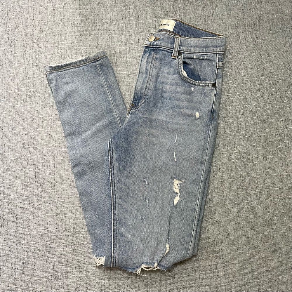 Reformation Hepburn High Rise Ripped Knees Skinny Jean Size 26 in Ibiza